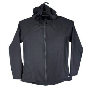 Womens Black Stretch The Rules Hooded Jacket Full Zip Long Sleeve Size M